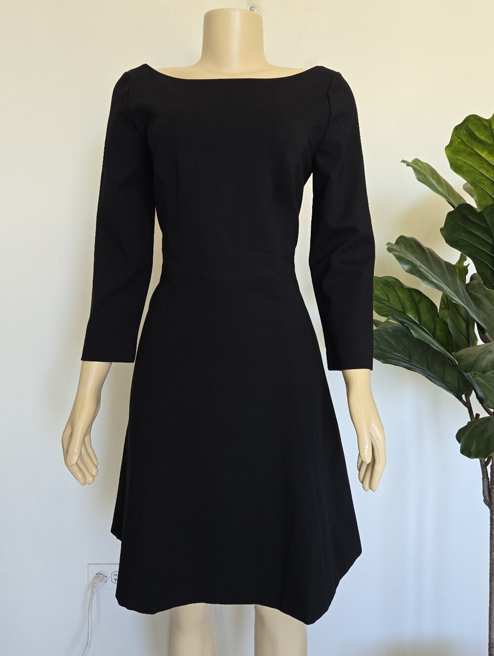 J.Crew Black Fit & Flare Sheath Dress Stretch Ponte Size 8 Black Color Women's